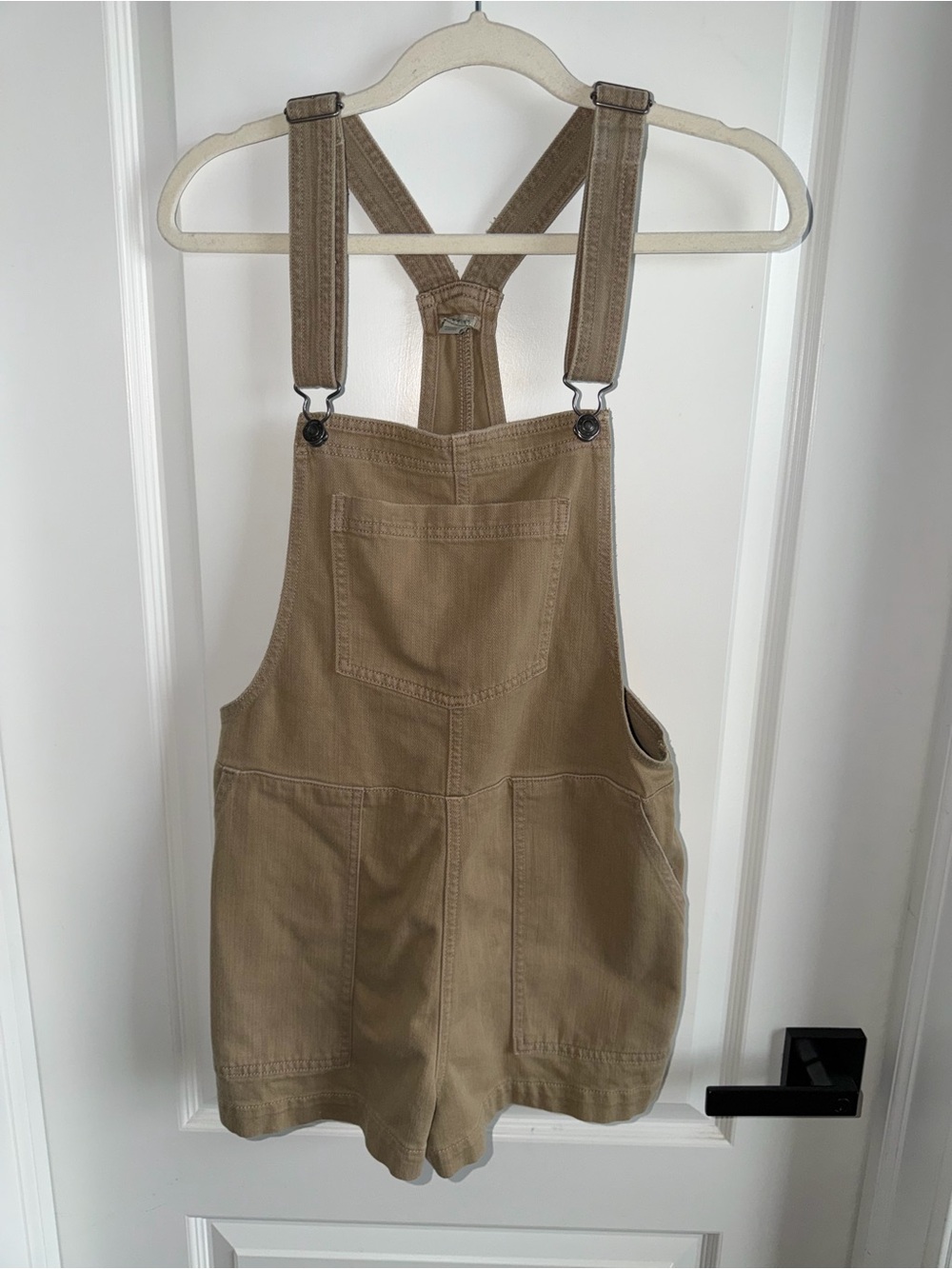 Aerie Women’s Medium Tan Denim Shortalls Overall Romper Utility Casual